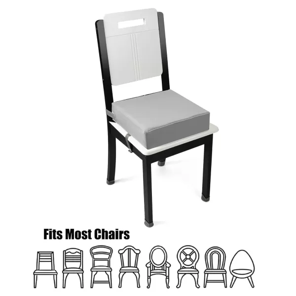 PandaEar Toddler Booster Seat for Dining Table Portable Increasing Booster Cushion for Kids Double Strap Safety NonSlip Bottom Grey