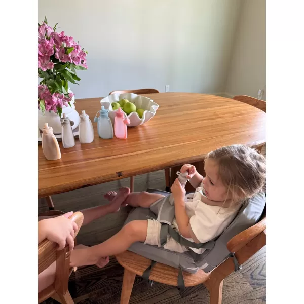 PandaEar Toddler Booster Seat for Dining Table Portable Increasing Booster Cushion with Backrest ampamp Adjustable Seat Belt for Kids Children NonSlip Bottom Grey