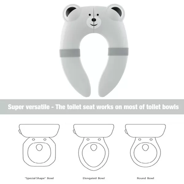 PandaEar Toilet Seat Cover  Folding Travel Toilet Seat for Children and Potty Training  Portable Silicone Toilet Seat for Toddlers Boys ampamp Girls with NonSlip Silicone Pads  Recyclable Toilet SeatGray
