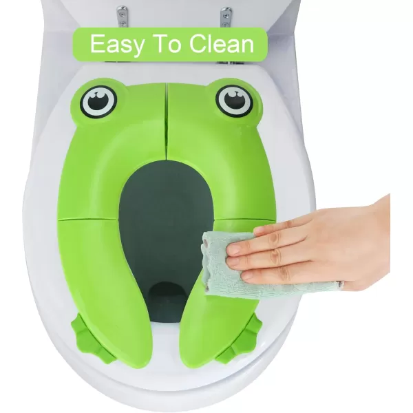 PandaEar Toilet Seat Cover  Folding Travel Toilet Seat for Children and Potty Training  Portable Silicone Toilet Seat for Toddlers Boys ampamp Girls with NonSlip Silicone Pads  Recyclable Toilet SeatGreen