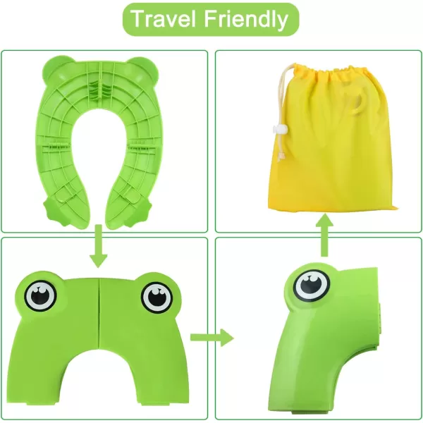 PandaEar Toilet Seat Cover  Folding Travel Toilet Seat for Children and Potty Training  Portable Silicone Toilet Seat for Toddlers Boys ampamp Girls with NonSlip Silicone Pads  Recyclable Toilet SeatGreen