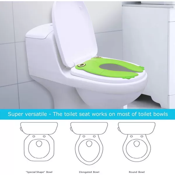 PandaEar Toilet Seat Cover  Folding Travel Toilet Seat for Children and Potty Training  Portable Silicone Toilet Seat for Toddlers Boys ampamp Girls with NonSlip Silicone Pads  Recyclable Toilet SeatGreen