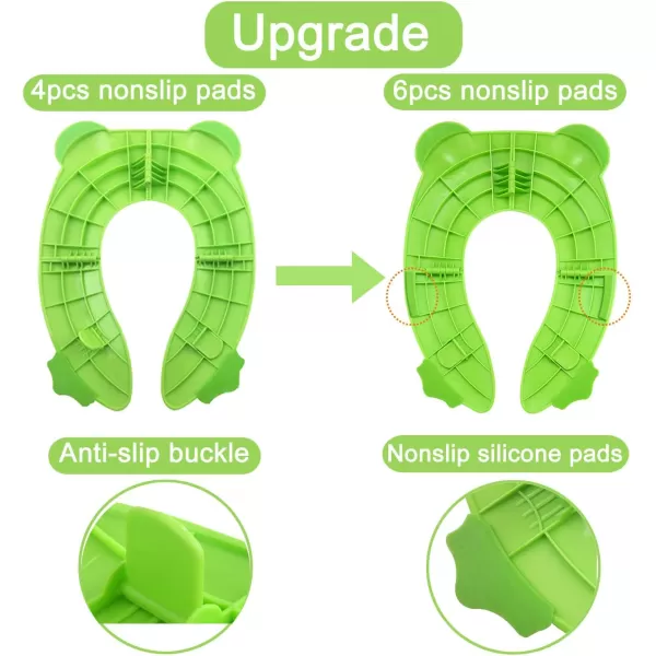PandaEar Toilet Seat Cover  Folding Travel Toilet Seat for Children and Potty Training  Portable Silicone Toilet Seat for Toddlers Boys ampamp Girls with NonSlip Silicone Pads  Recyclable Toilet SeatGreen