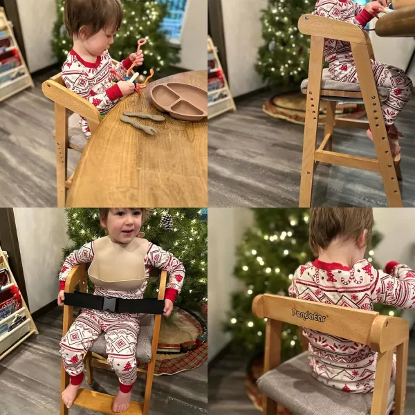 PandaEar Wooden High Chair for Toddlers Adjustable Child Highchair Feeding Chair with Removable Cushion ampamp Steps for Kids Dining Eating Studying
