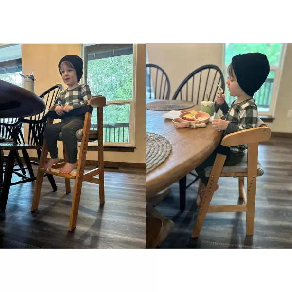 PandaEar Wooden High Chair for Toddlers Adjustable Child Highchair Feeding Chair with Removable Cushion ampamp Steps for Kids Dining Eating Studying