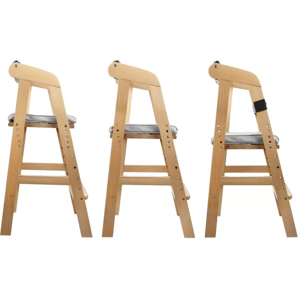PandaEar Wooden High Chair for Toddlers Adjustable Child Highchair Feeding Chair with Removable Cushion ampamp Steps for Kids Dining Eating Studying