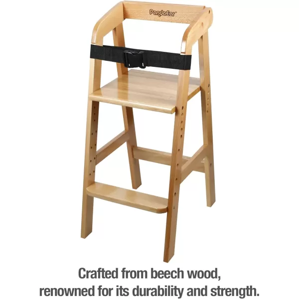 PandaEar Wooden High Chair for Toddlers Adjustable Child Highchair Feeding Chair with Removable Cushion ampamp Steps for Kids Dining Eating Studying