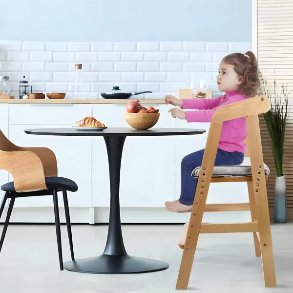 PandaEar Wooden High Chair for Toddlers Adjustable Child Highchair Feeding Chair with Removable Cushion ampamp Steps for Kids Dining Eating Studying