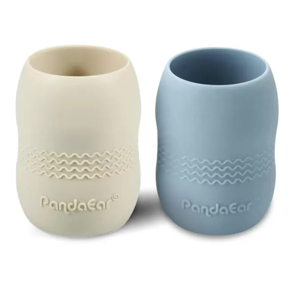 PandaEar 2 Pack100 Tiny Silicone Drinking Training Cup for Baby and Toddler BlueGreenBlueWhite