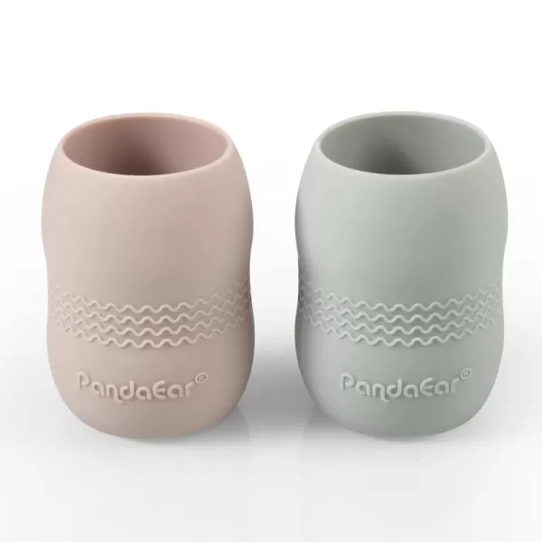 PandaEar 2 Pack100 Tiny Silicone Drinking Training Cup for Baby and Toddler BlueGreenPinkGrey