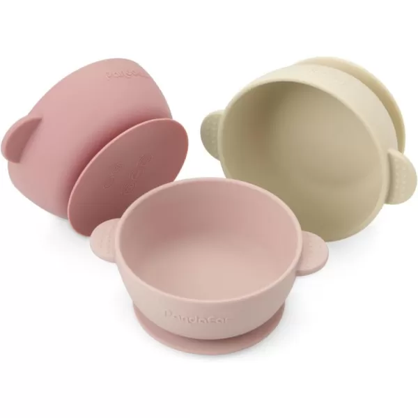 PandaEar 3 Pack Baby Bowls with Suction Stay Put Silicone Food Bowl for Babies Kids Toddlers Infants Food Grade Soft Safe BPAFree Silicone MultiColorPink