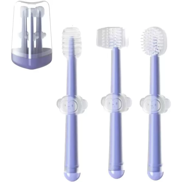 PandaEar 3 Pack Silicone Baby Toddler Newborn Toothbrushes 0 to 18 months Baby Tongue Cleaner  UShaped ToothScrubber  Baby First Toothbrush Teething Baby Gum Oral Cleaner Infant Mouth Cleaner