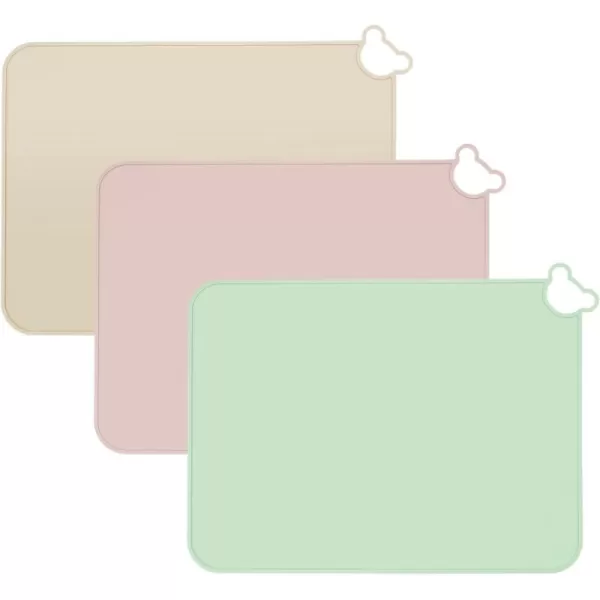 PandaEar 3 Pack Silicone Placemat for Toddlers Kids for Dining Table ampamp Restaurants  Portable Silicone Mat for Baby Eating  Food Grade NonSlip Baby Table Mat