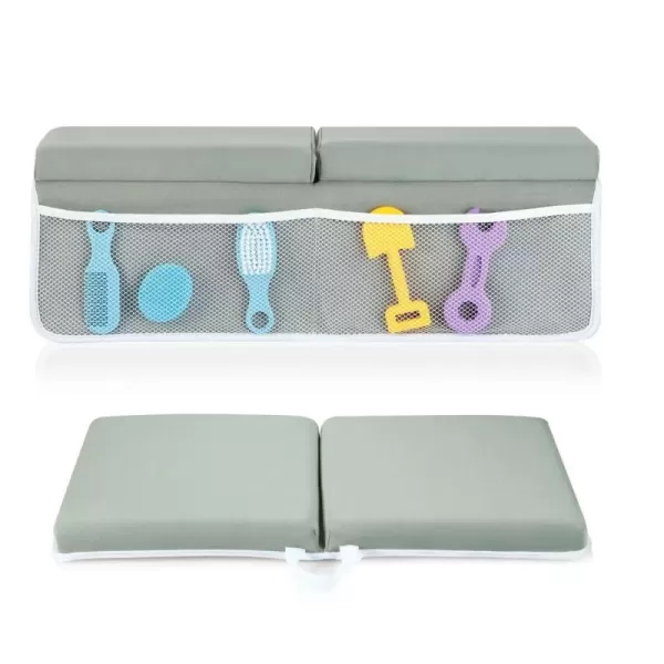 PandaEar Baby Bath Kneeler ampamp Elbow Rest Pad Comfortable NonSlip Kneeling Mat Cushion with Toy Organizer Storage Pockets Foldable Foam Mat for Toddler Bathroom Bathing Time GreyGrey