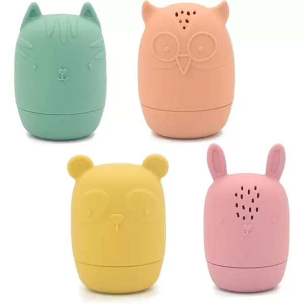PandaEar Baby Bath Toys 4 Pack Silicone Bath Toys for Infants Toddlers 618 Months Non Toxic Baby Kids Squeezable Shower Toys