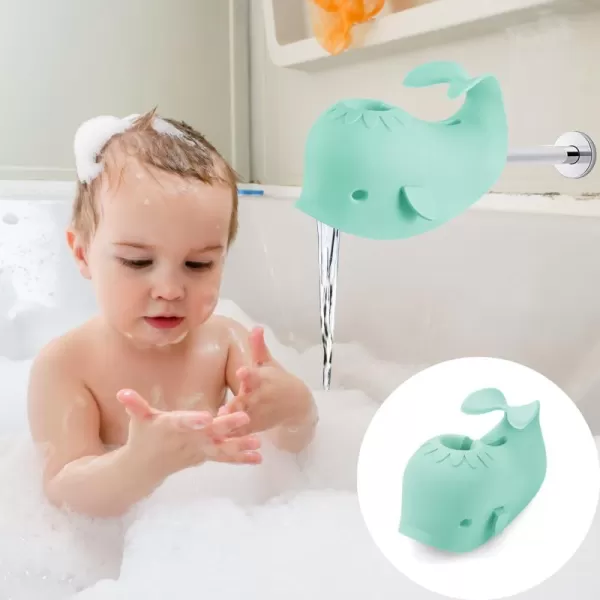 PandaEar Baby Bathtub Faucet Cover for Kids Toddlers  Bath Spout Cover for Baby Bathroom Tub Whale GreenGreen