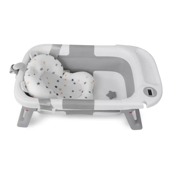 PandaEar Baby Bathtub for Newborn Infant Collapsible Baby Infant Bath Tub Toddler Travel Bathtub with Soft Cushion ampamp Drain Hole for Toddler 024 Months GrayGray