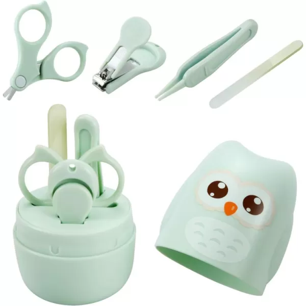 PandaEar Baby Nail Manicure Pedicure Grooming Care Kit 4 Pack Clippers Scissors File Tweezers  Newborn Infant Toddler Kids1 Months Plus GreenGreen