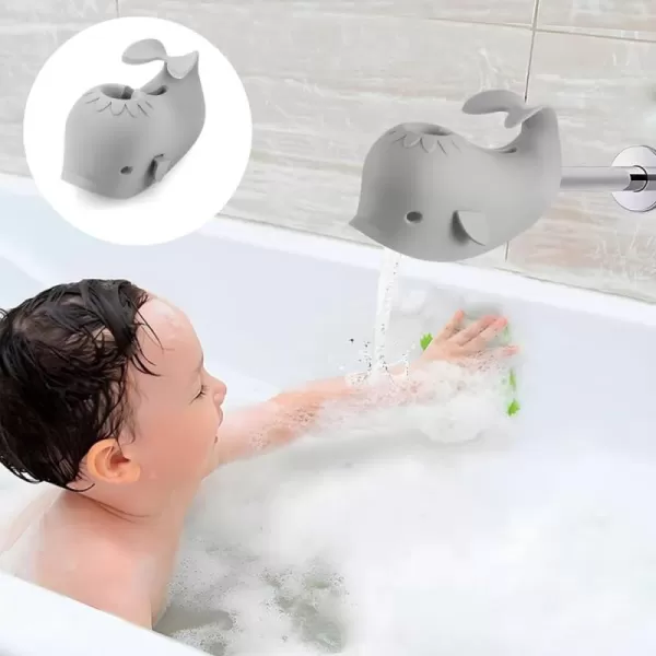 PandaEar Bath Spout Cover Baby Bathtub Faucet Cover Baby Shower Protector Cover for Kids Toddlers Universal Fit Whale BlueGray