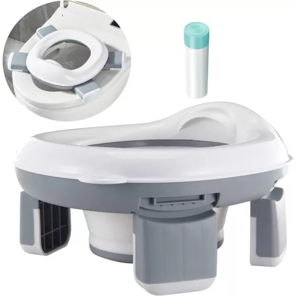 PandaEar Foldable Portable Potty Training Seat for Toddler Kids Travel with Travel Bag and Storage Bag Grey