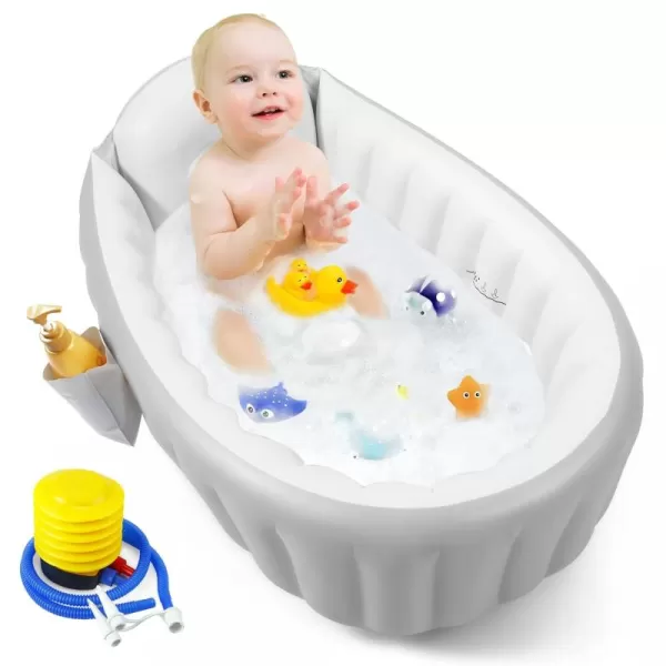 PandaEar Inflatable Baby Bathtub Toddler Tub for Shower Collapsible Portable Bathtub for Kids Baby Bath Tub 612 Months Travel Baby Bathtub Blow Up Tub for Baby with Air Pump