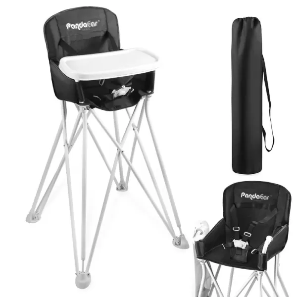 PandaEar Portable High Chair for Babies and Toddlers Foldable HighChair with Tray Baby Travel Dining Chair for Indoor ampamp Outdoor Black