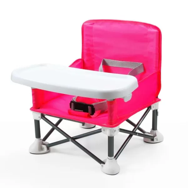 PandaEar Portable Travel Booster Seat with Tray Folding Baby Seat Booster High Chair for Dining Table Compact Camping Chair for Lawn Beach IndoorOutdoor Use Toddlers Kids PinkPink