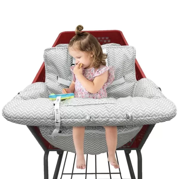 PandaEar Shopping Cart Cover for Baby 2in1 Grocery Cart Seat Cover ampamp Baby Highchair Cover for Infant Toddler Grey