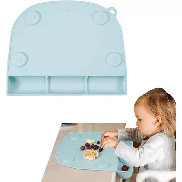 PandaEar Silicone Suction Placemats for Baby Kids Food Grade Mats Toddler Placemats with Food Catching Pockets for Dining Table ampamp Restaurants Blue