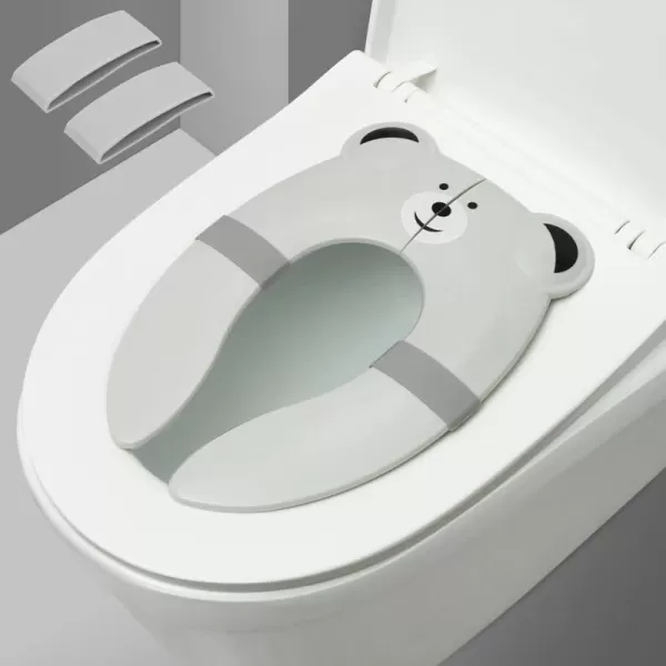 PandaEar Toilet Seat Cover  Folding Travel Toilet Seat for Children and Potty Training  Portable Silicone Toilet Seat for Toddlers Boys ampamp Girls with NonSlip Silicone Pads  Recyclable Toilet SeatGray
