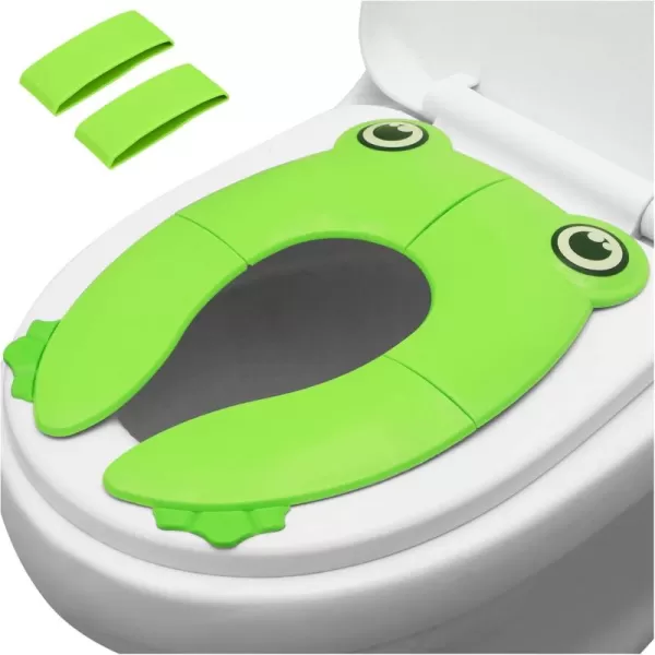 PandaEar Toilet Seat Cover  Folding Travel Toilet Seat for Children and Potty Training  Portable Silicone Toilet Seat for Toddlers Boys ampamp Girls with NonSlip Silicone Pads  Recyclable Toilet SeatGreen