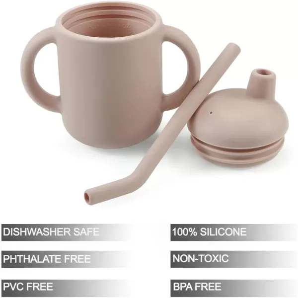 PandaEar 100 Tiny Silicone Drinking Training Cup with Straw for Baby and Toddler Pink