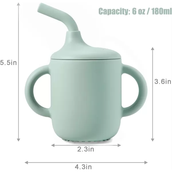 PandaEar 2 Pack 100 Tiny Silicone Drinking Training Cup with Handles ampamp Straw for Baby and Toddler Pink GreenPink Green