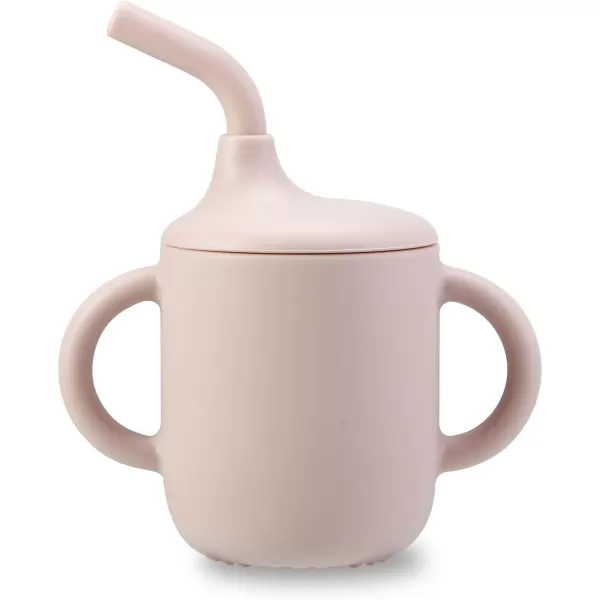 PandaEar 2 Pack 100 Tiny Silicone Drinking Training Cup with Handles ampamp Straw for Baby and Toddler Pink GreenPink Green