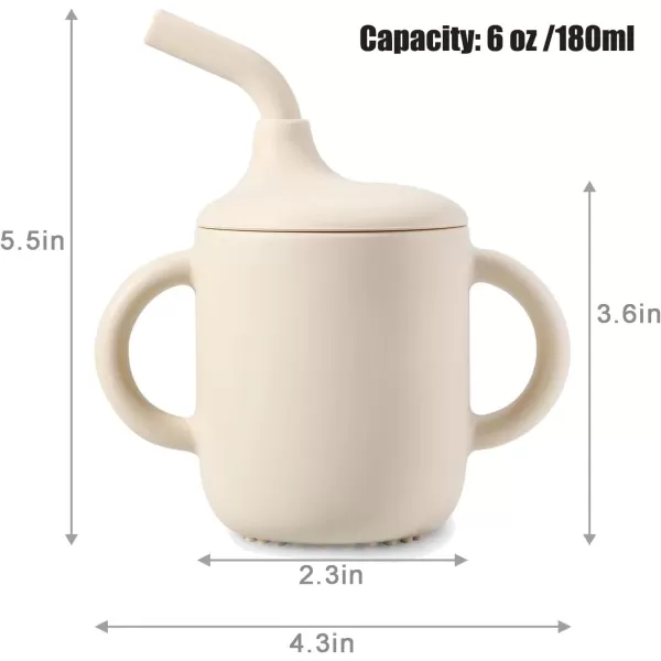 PandaEar 2 Pack 100 Tiny Silicone Drinking Training Cup with Handles ampamp Straw for Baby and Toddler Pink GreenWhite Blue