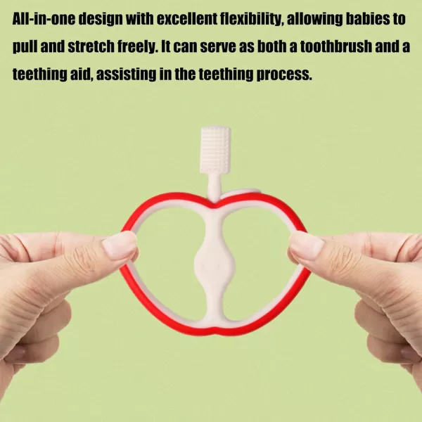 PandaEar 2 Pack Baby Toothbrush Silicone DoubleSided Oral Care Teether Brush for Infant 6 to 12 Months Easy to Hold Green ampamp Red