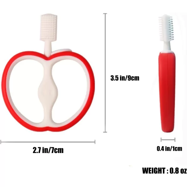 PandaEar 2 Pack Baby Toothbrush Silicone DoubleSided Oral Care Teether Brush for Infant 6 to 12 Months Easy to Hold Green ampamp Red