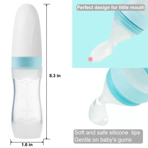 PandaEar 2 Pack Silicone Baby Food Dispensing Spoon4 oz Infant Fruit Squeeze Feeder Travel Friendly Kids Toddlers Boys Girl BlueBlue