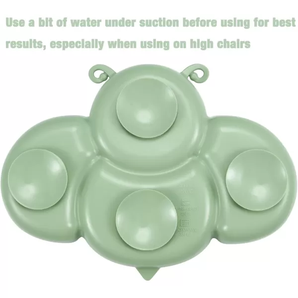 PandaEar 2 Pack Silicone Suction Plates for Baby Divided Unbreakable Toddler Plate with 2 Pack Spoons for Self Feeding Babies Utensils Feeding Set Baby Eating Supplies Crab ampamp Bee Shape BlueampampGreen