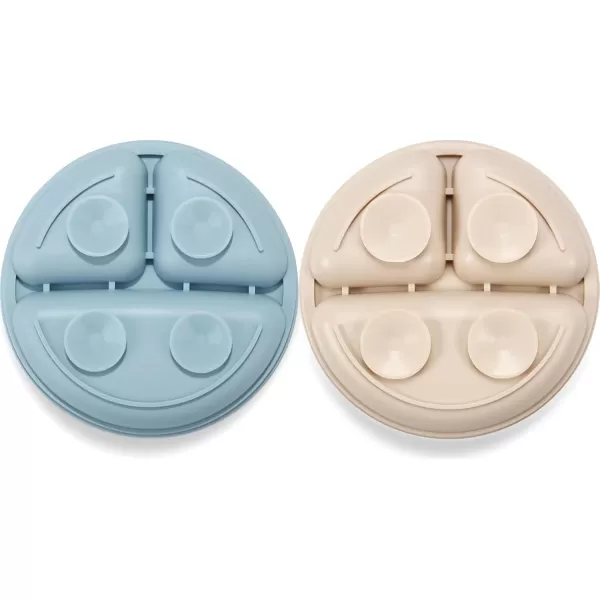 PandaEar 2 Pack Toddler Plates Silicone Suction Plates for Baby Kids Divided Unbreakable Baby Feeding Plate NonSlip NonToxic BPA Free Dishwasher and Microwave Safe