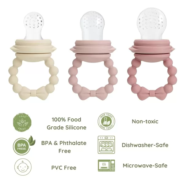 PandaEar 3 Pack Baby Fruit Food Feeder Pacifier with 3 Different Size Silicone Pouch Silicone Teethers for Babies 3612 Months BPA Free Mesh Feeder Baby Solid Food Essentials