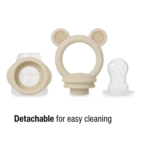 PandaEar 3 Pack Baby Fruit ampamp Food Feeder Pacifier Silicone Feeder Pacifier with 3 Sizes Pouches for Babies Toddlers Infants Kids BPAFree Food Grade Soft Safe TanGreyBrown