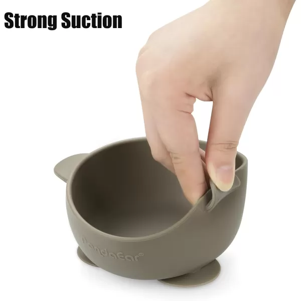 PandaEar 3 Pack Baby Suction Bowls with Lids LeakProof Stay Put Silicone Food Bowl for Babies Kids Toddlers Infants Food Grade Soft Safe BPAFree Silicone Blue Brown Tan