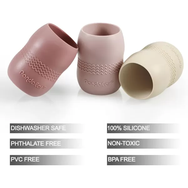 PandaEar 3 Pack Silicone Cups for Baby 612 Months Open Tiny Cups Toddler Sippy Cups Unbreakable Durable Silicone Training Cup Weaning Water Drinking Cup