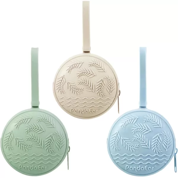 PandaEar 3 Pack Silicone Pacifier Holder Case Portable Travel Pacifier Pouch for Newborns BPAFree Silicone Pacifier Storage Container for Boys ampamp Girls Green Blue Cream
