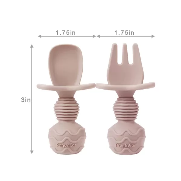 PandaEar 4 Pack Silicone Baby Spoons Forks Feeding Set Toddler Utensils Baby Led Weaning Supplies First Stage Baby Spoon Self Feeding 6 Months Old Baby EssentialsPink Blonde