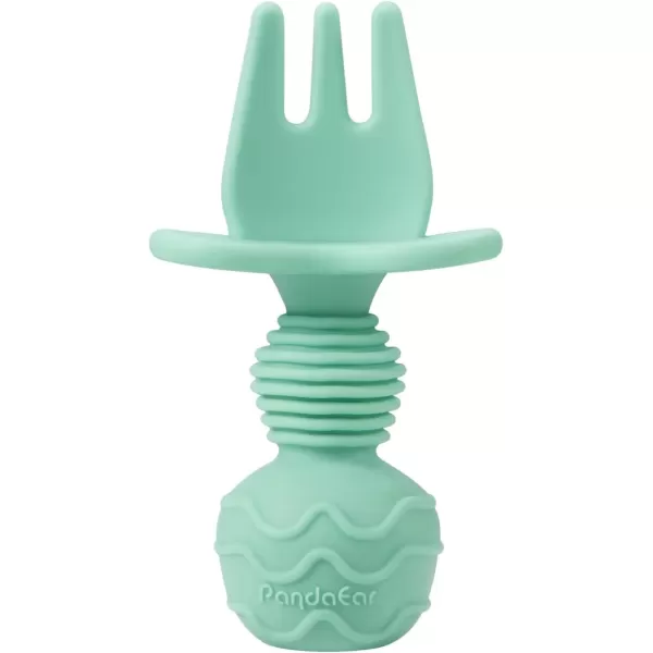 PandaEar 4 Pack Silicone Baby Spoons and Fork Feeding Set AntiChoke First Self Feeding Utensils for Baby Led Weaning Ages 3 Months CyanBlue