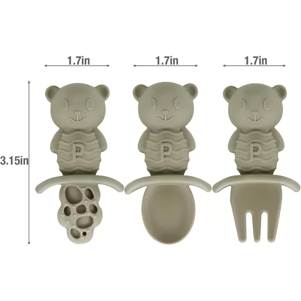 PandaEar 6 Pack Baby Led Weaning Spoons Forks 6 Months  Silicone Baby Spoons and Fork Self Feeding Utensils Toddler Infant AntiChoke Feeding Utensils Bear Shape Light TanWalnutLight TanWalnut
