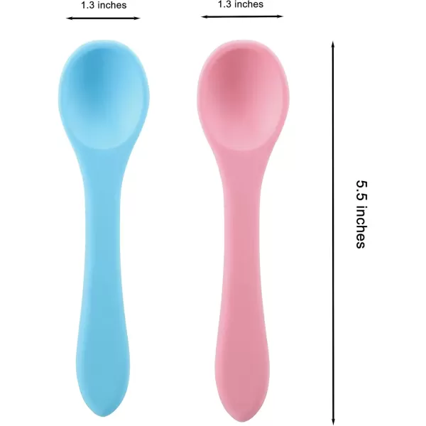 PandaEar 6 Pack Silicone Baby Spoon  First Stage Infant Soft Spoons for Kids Toddlers Children  BPA Free Baby Self Feeding Utensils Training Spoons Great Gift Set for Baby Led Weaning Ages 3 Months