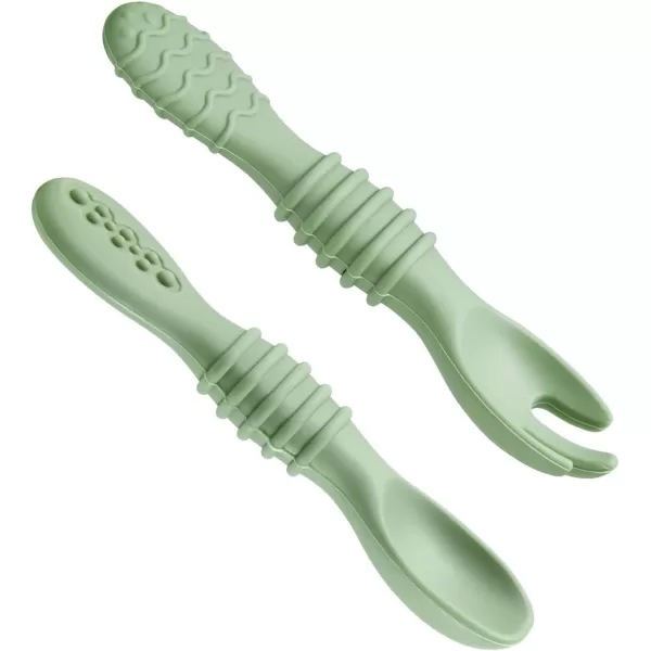 PandaEar 6 Pack Silicone Baby Spoons ampamp Forks  Baby Feeding Set Self Feeding Utensils Toddler Infant Feeding Spoon Forks BPA Free First Stage